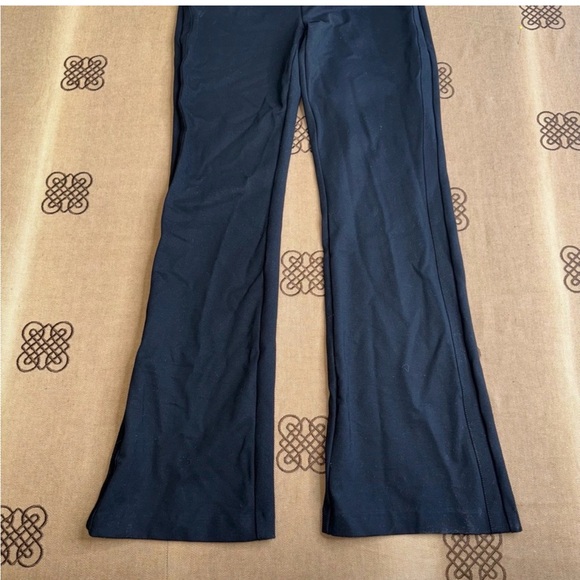 Anthropologie Maeve Black Knit Flare Split Leg Ponte Wide Leg Pull-On Pants - Picture 2 of 8